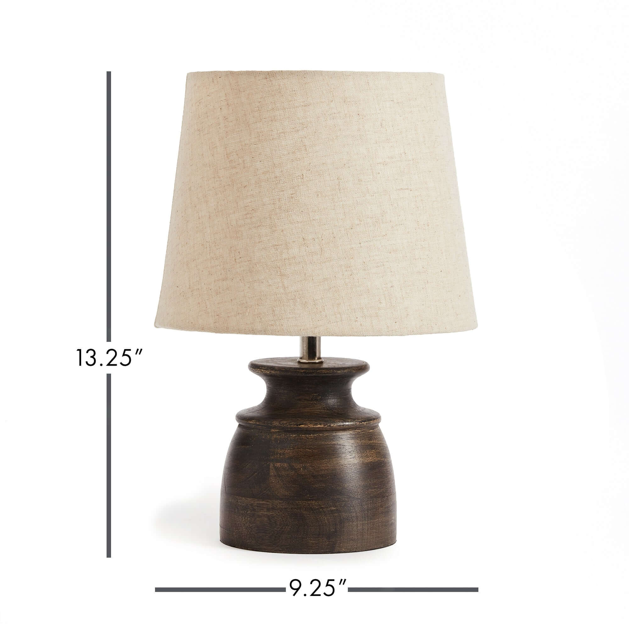 Petite Mango Wood Desk Lamp with Natural Linen Shade