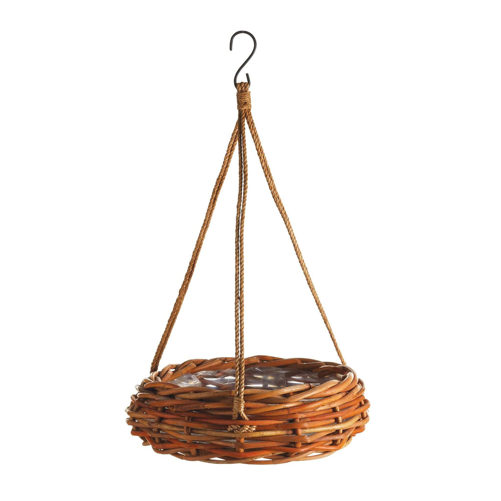 Vintage Rattan Hanging Basket with Metal Hook