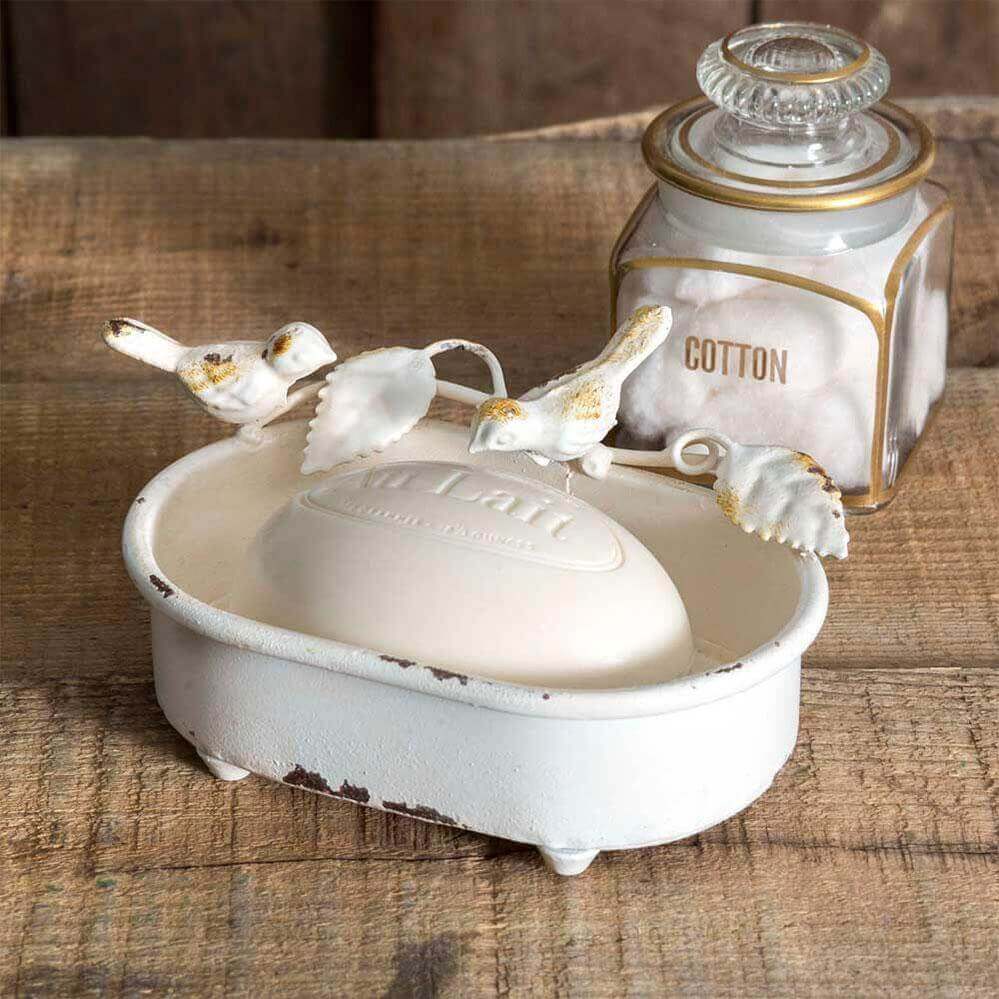 Shabby Chic Soap Dish with Birds