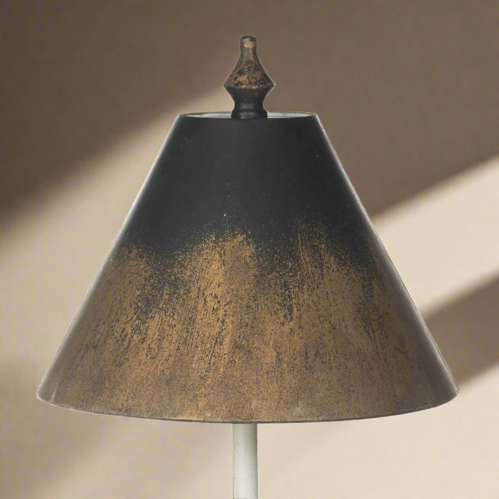 Tall Vintage Table Lamp with Black and Gold Shade