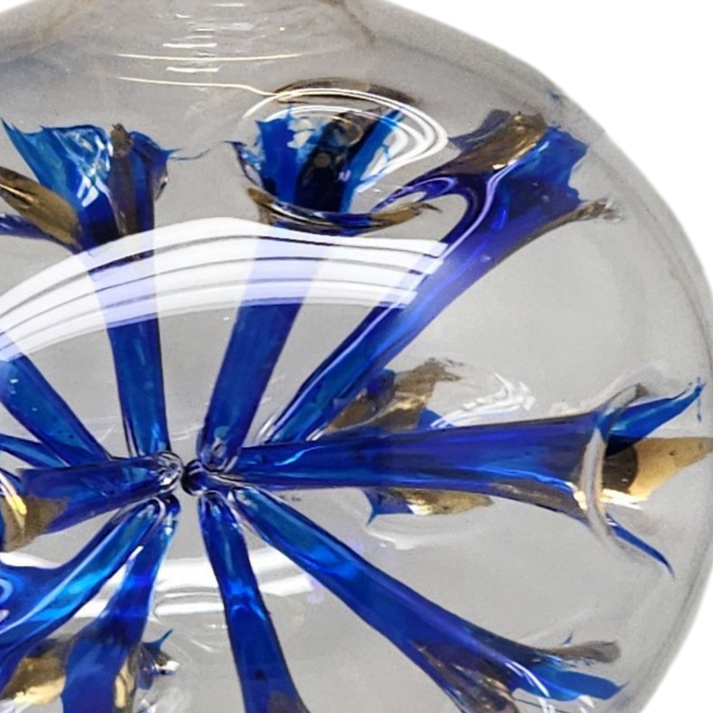 Blown Glass Pierced Starburst Ornament - Blue