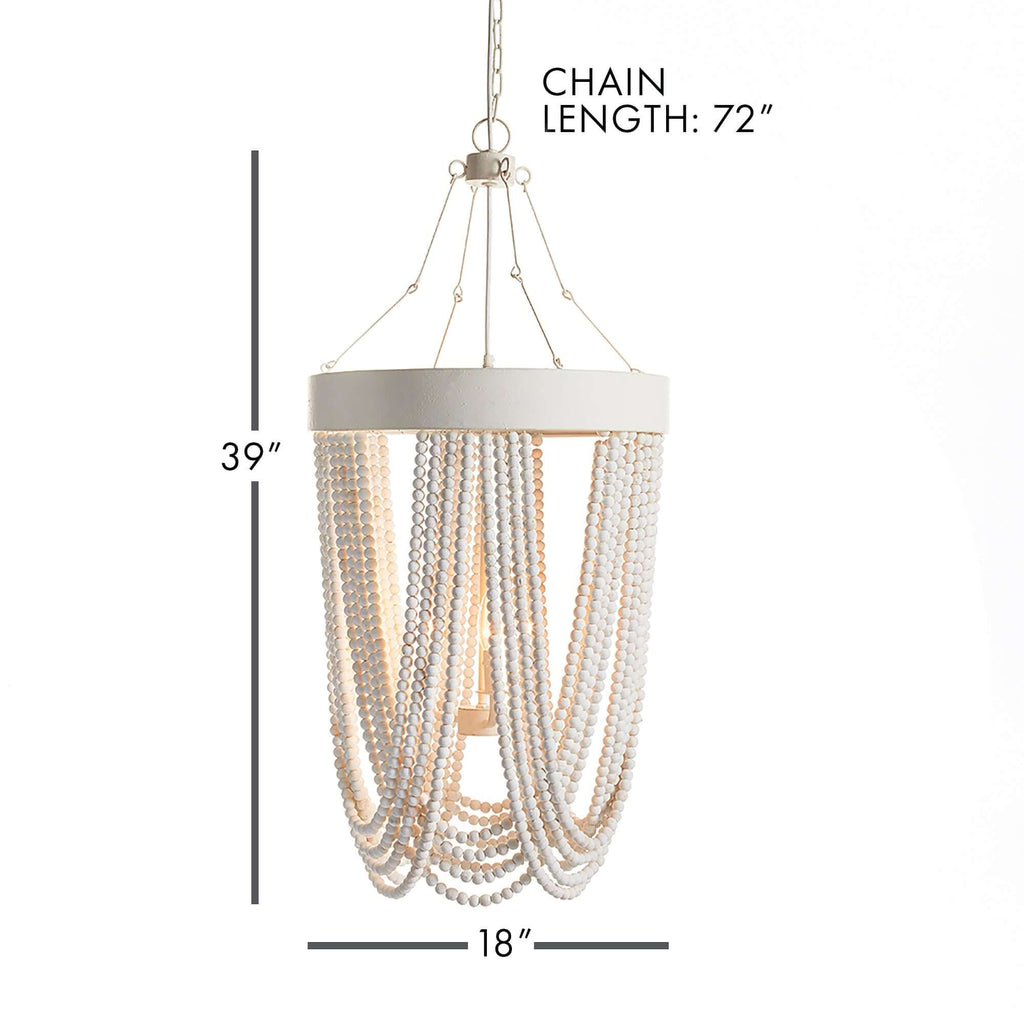 Vintage Beaded Chandelier with Whitewashed Wood Beads