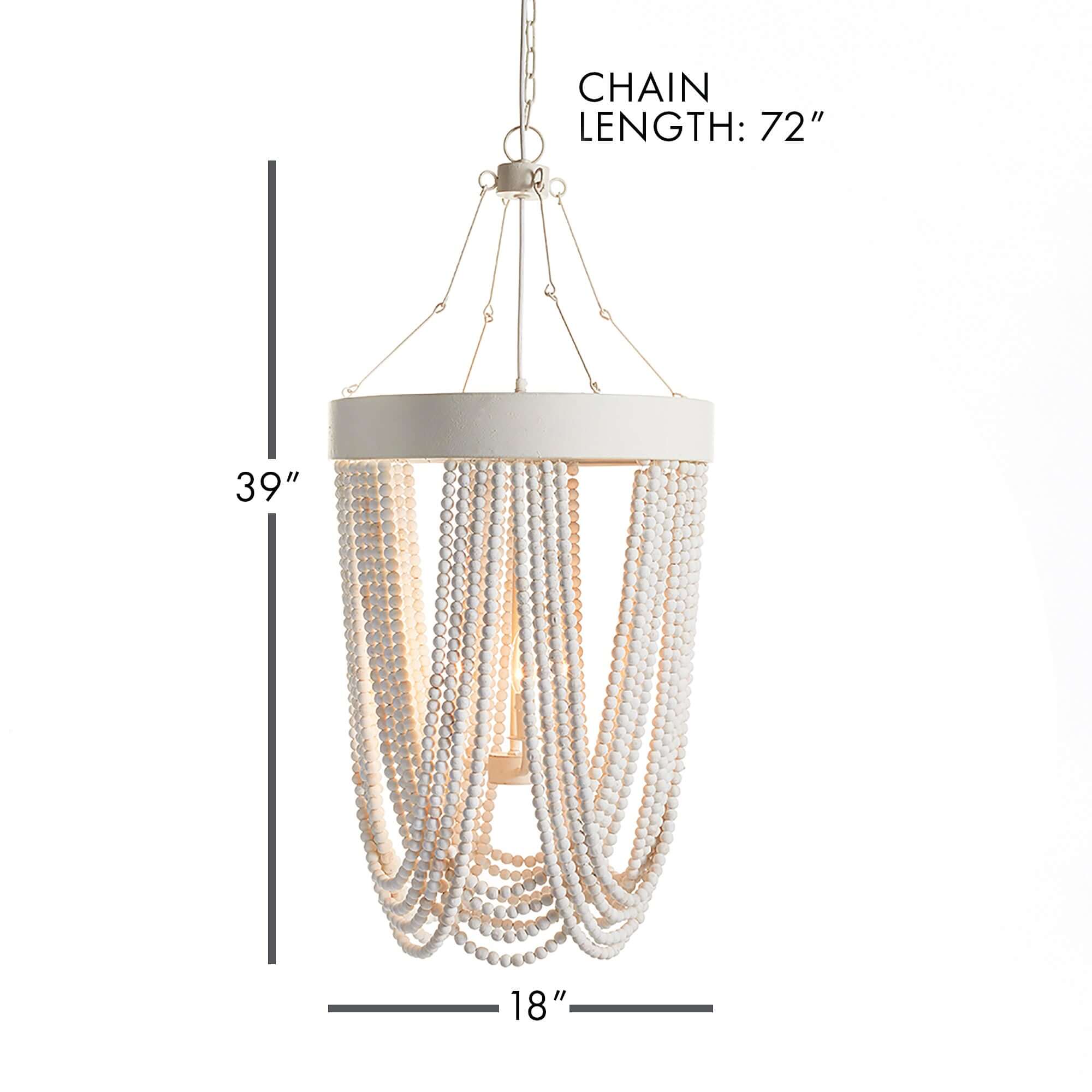Vintage Beaded Chandelier with Whitewashed Wood Beads