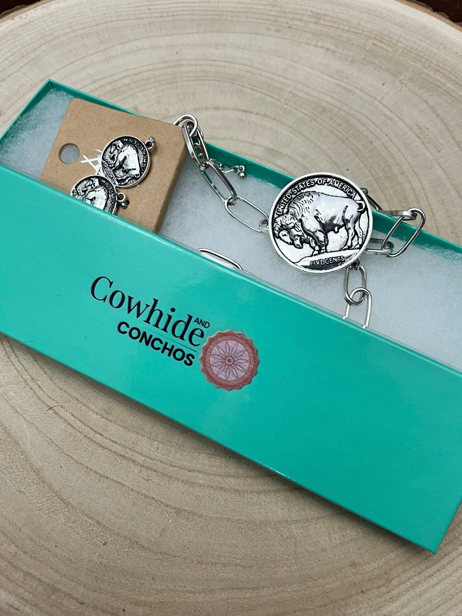 Western Large Buffalo Coin Choker & Earring Set - 14 inch + 3