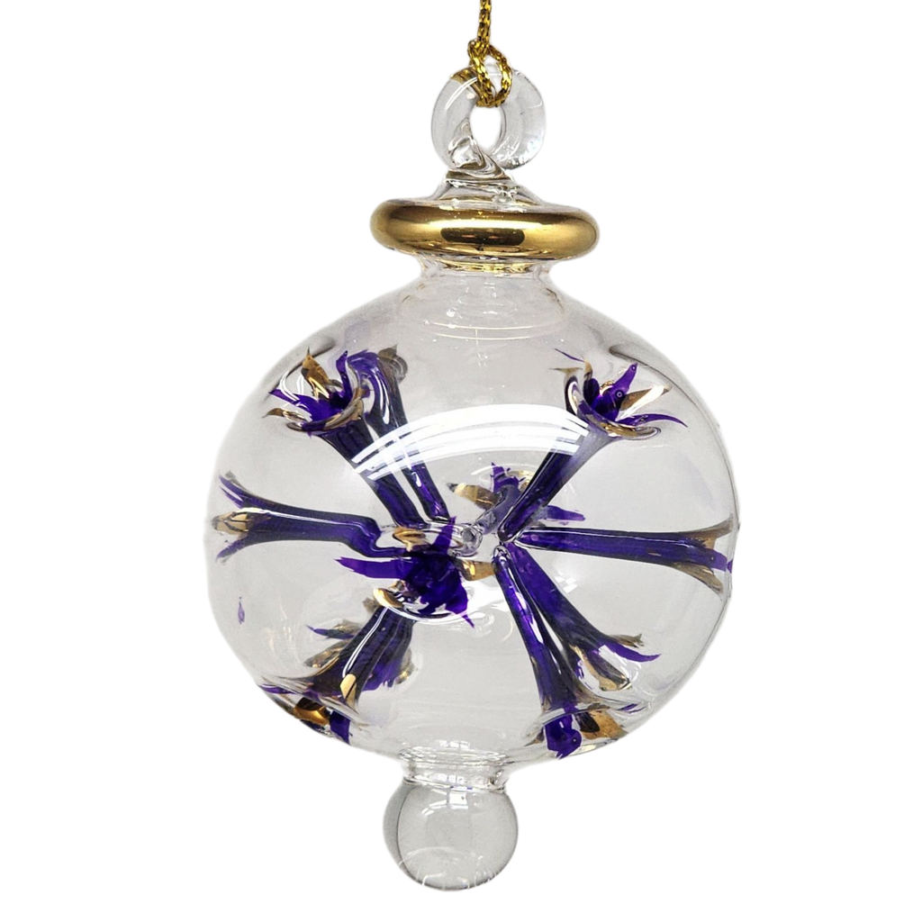 Blown Glass Pierced Starburst Ornament - Purple