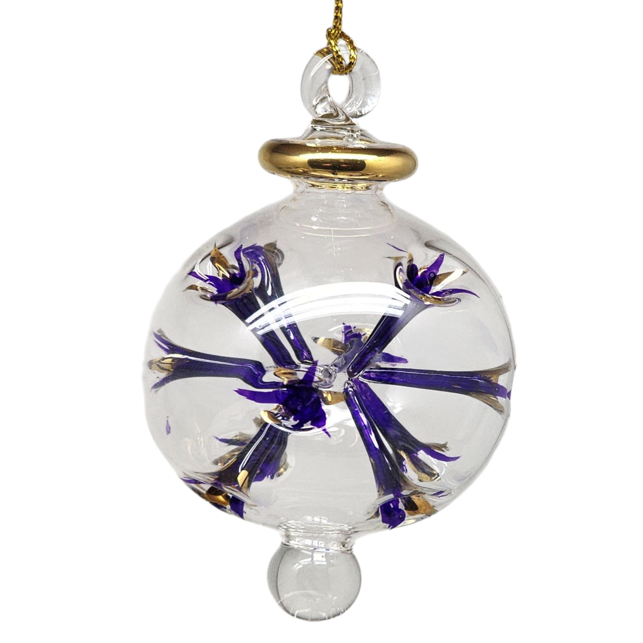 Blown Glass Pierced Starburst Ornament - Purple
